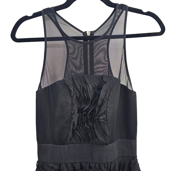 Milly Dress Womens Sz 2 Black Cocktail Stunning Plisse Twirl Illusion Mesh Silk - Picture 10 of 16